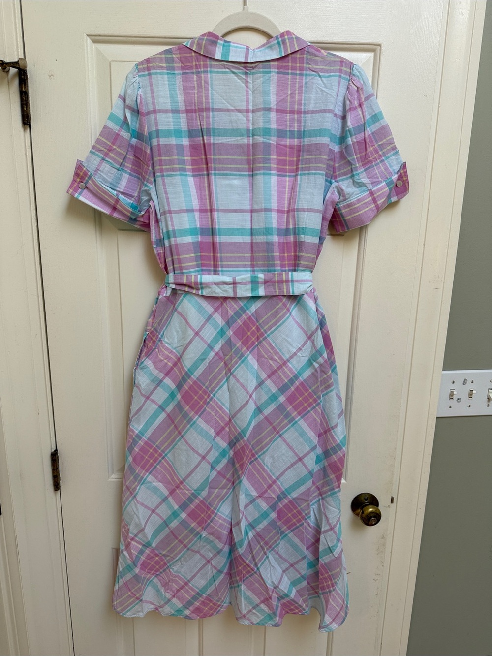 Brooks Brothers Pastel Plaid Button-Front Shirt Dress sz 12 - Picture 4 of 10